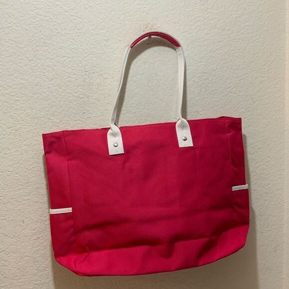 Lancôme NEW pink white large tote shopper bag nylon canvas - Picture 1 of 9